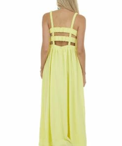 Davi & Dani Lemon Sleeveless Smocked Ruffle Maxi Dress 17 Davi & Dani Lemon Sleeveless Smocked Ruffle Maxi Dress