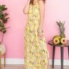 Timing Lemon Floral V Neck Sleeveless Maxi Dress Dresses