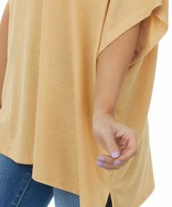Ninexis Light Amber One Shoulder Textured Knit Top