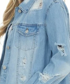 Risen Outerwear Light Denim Heavy Distressed Button Up Jacket 13 Risen Outerwear Light Denim Heavy Distressed Button Up Jacket