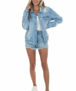 Risen Outerwear Light Denim Heavy Distressed Button Up Jacket 9 Risen Outerwear Light Denim Heavy Distressed Button Up Jacket