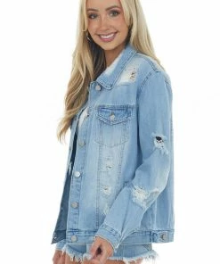 Risen Outerwear Light Denim Heavy Distressed Button Up Jacket 11 Risen Outerwear Light Denim Heavy Distressed Button Up Jacket