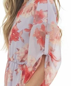 Haptics Dresses Light Lavender Floral Print V Neck Short Dress