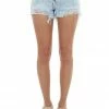 I&M Bottoms Light Mid Rise Distressed Acid Denim Shorts