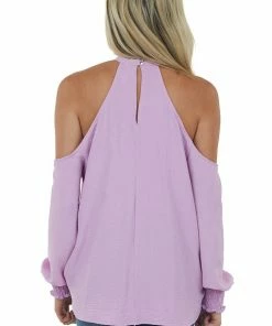 143 Story Light Orchid Halter Surplice Cold Shoulder Top 12 143 Story Light Orchid Halter Surplice Cold Shoulder Top