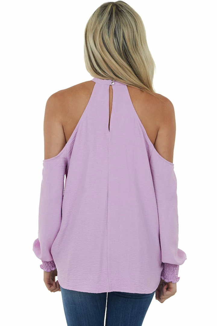 143 Story Light Orchid Halter Surplice Cold Shoulder Top 7 143 Story Light Orchid Halter Surplice Cold Shoulder Top