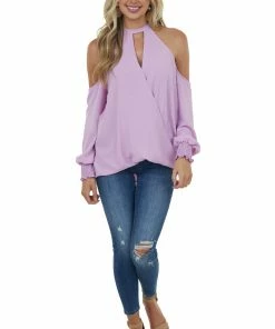 143 Story Light Orchid Halter Surplice Cold Shoulder Top 10 143 Story Light Orchid Halter Surplice Cold Shoulder Top
