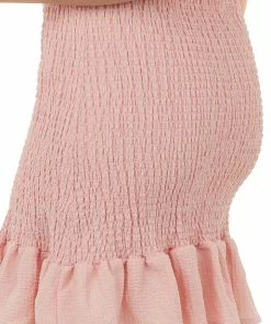 BiBi Light Punch Puff Sleeve Smocked Bodycon Mini Dress