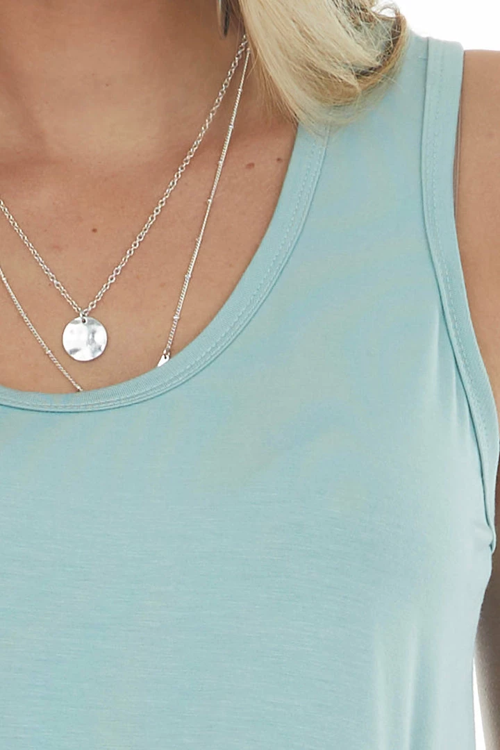 143 Story Tops Light Teal Scoop Neck Stretchy Knit Tank Top 8 143 Story Tops Light Teal Scoop Neck Stretchy Knit Tank Top