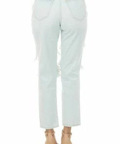 Cello Jeans Bottoms Light Wash Distressed High Rise Straight Leg Jeans 8 Cello Jeans Bottoms Light Wash Distressed High Rise Straight Leg Jeans