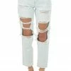 Cello Jeans Bottoms Light Wash Distressed High Rise Straight Leg Jeans