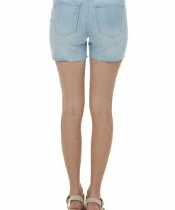 4 What Its Worth Light Wash High Rise Distressed Boyfriend Shorts Bottoms