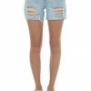 4 What Its Worth Light Wash High Rise Distressed Boyfriend Shorts Bottoms