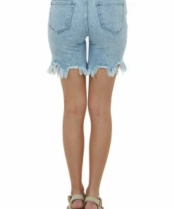 Cello Jeans Light Wash High Rise Sharkbite Bermuda Shorts