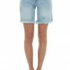 Special A Light Wash High Rise Frayed Hem Bermuda Shorts Bottoms