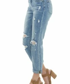 Vervet Light Wash High Rise Torn Boyfriend Fit Jeans Bottoms