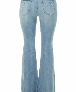 Cello Jeans Light Wash Mid Rise Frayed Denim Flare Jeans Bottoms