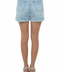 I&M Bottoms Light Wash Rolled High Waisted Denim Shorts