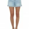 I&M Bottoms Light Wash Rolled High Waisted Denim Shorts