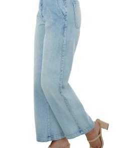 KanCan Bottoms Light Wash Wide Leg Jeans With Side Pockets