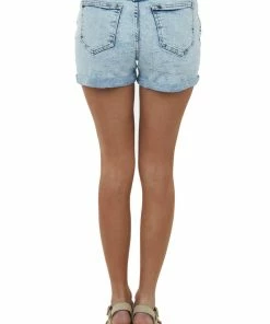 I&M Bottoms Light Washed Denim High Rise Rolled Up Shorts