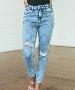 Judy Blue Bottoms Light Acid Wash High Rise Torn Skinny Jeans