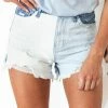 Vervet Light Denim And White Colorblock Frayed Shorts Bottoms