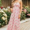 Lush Clothing Dresses Light Raspberry Floral Print Strapless Maxi Dress