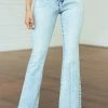 KanCan Light Wash High Rise Frayed Hem Flare Jeans Bottoms