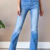 JellyJeans Light Wash Mid Rise Pull On Flare Leg Jeggings Bottoms