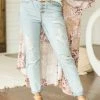 4 What Its Worth Light High Rise Multi Button Fly Mom Jeans