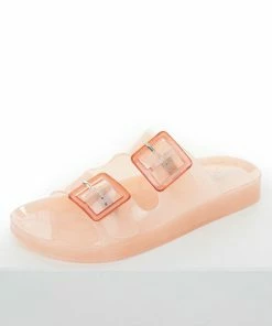 FORTUNE DYNAMIC Light Peach Double Buckle Jelly Slip On Sandal Shoes