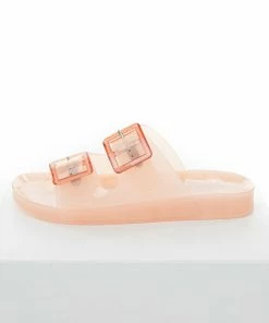 FORTUNE DYNAMIC Light Peach Double Buckle Jelly Slip On Sandal Shoes