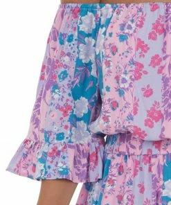 Andree Lilac Floral Print Off Shoulder Woven Romper