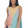 SugarFox Lilac Multicolor Colorblock Waffle Knit Tank Top