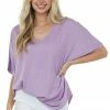 SUMMER 10 Tops Lilac Oversized Chest Pocket V Neck Blouse 1 SUMMER 10 Tops Lilac Oversized Chest Pocket V Neck Blouse