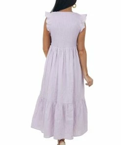 IN LOOM Dresses Lilac Short Sleeve Smocked Tiered Woven Dress