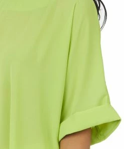 Glam Lime Green Half Cuffed Sleeve Side Slit Blouse