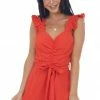 She + Sky Dresses Lipstick Ruched Bust Waist Tie Woven Romper