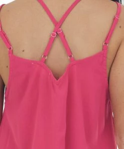 FSL APPAREL Tops Magenta Button Up Tank Top With Criss Cross Straps 13 FSL APPAREL Tops Magenta Button Up Tank Top With Criss Cross Straps