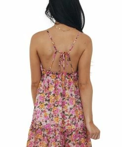 Illa Illa Dresses Magenta Floral Sleeveless Open Back Short Dress 12 Illa Illa Dresses Magenta Floral Sleeveless Open Back Short Dress