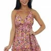 Illa Illa Dresses Magenta Floral Sleeveless Open Back Short Dress