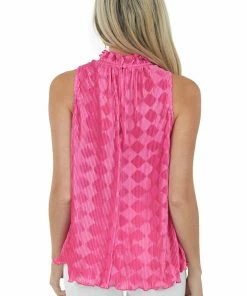 Glam Magenta Frill Halter Neckline Pleated Blouse 12 Glam Magenta Frill Halter Neckline Pleated Blouse
