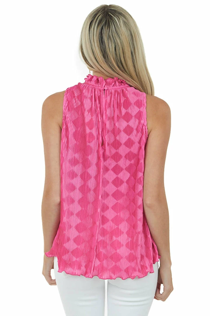 Glam Magenta Frill Halter Neckline Pleated Blouse 7 Glam Magenta Frill Halter Neckline Pleated Blouse