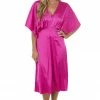 She + Sky Magenta Kimono Sleeve Satin Midi Dress Dresses