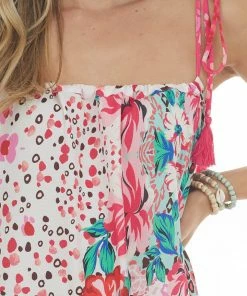 Umgee Dresses Magenta Multi Printed Sleeveless Midi Dress