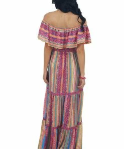 Flying Tomato Magenta Multicolored Striped Off The Shoulder Maxi 16 Flying Tomato Magenta Multicolored Striped Off The Shoulder Maxi