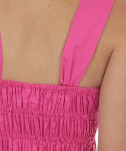 Glam Tops Magenta Ruched Square Neck Peplum Tank Top