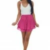 L Love Magenta Smocked Ruffle Overlay Mini Skort Bottoms