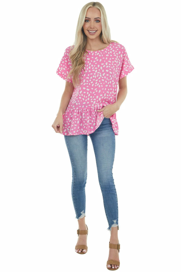 143 Story Magenta Spotted Print Drop Waist Blouse 4 143 Story Magenta Spotted Print Drop Waist Blouse
